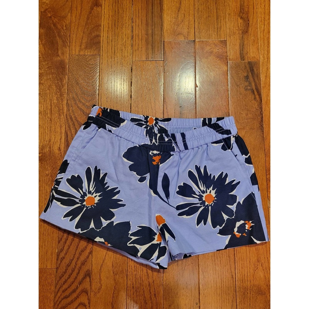 J. Crew Lavender Floral Print Shorts with Navy & Orange Accents